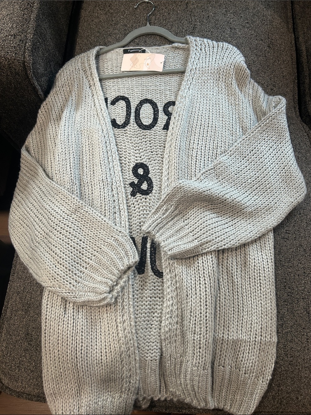 Cozy Open-Front Gray Knit Women's Cardigan Sweater
